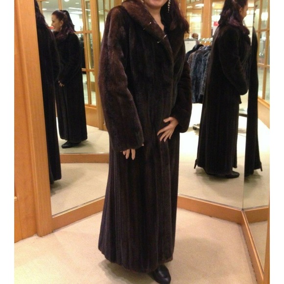 $23k Designer Real MINK FURCOAT Mahogany Full Length Swing Female Mary McFadden